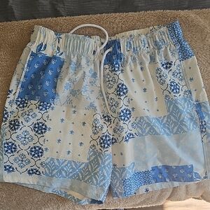 Blue Patterned Men's Swim Shorts